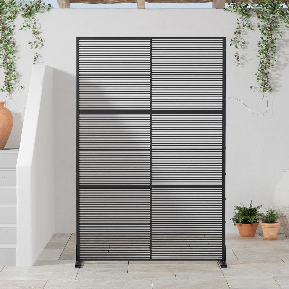 72 in. x 47 in. Black Horizontal Striped Wicker Plastic Privacy Screen Fence Panels 3-Pack price history on PriceWatchPro