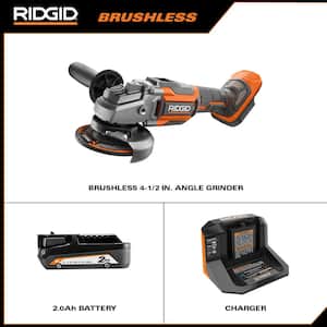 18V OCTANE Brushless Cordless 4-1/2 in. Angle Grinder Kit with 18V Lithium-Ion 2.0 Ah Battery and Charger
