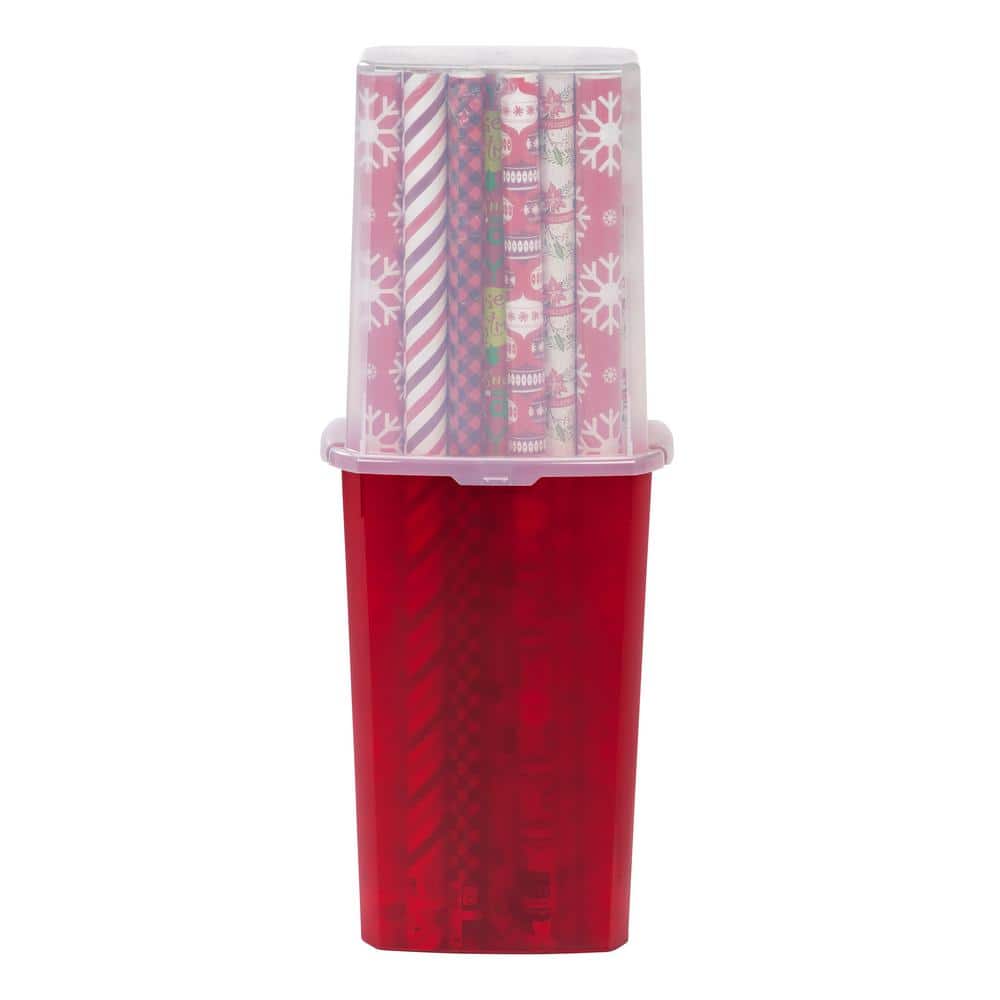 IRIS 40 in. Wrapping Paper Storage Box in Red (2Pack)585824 The