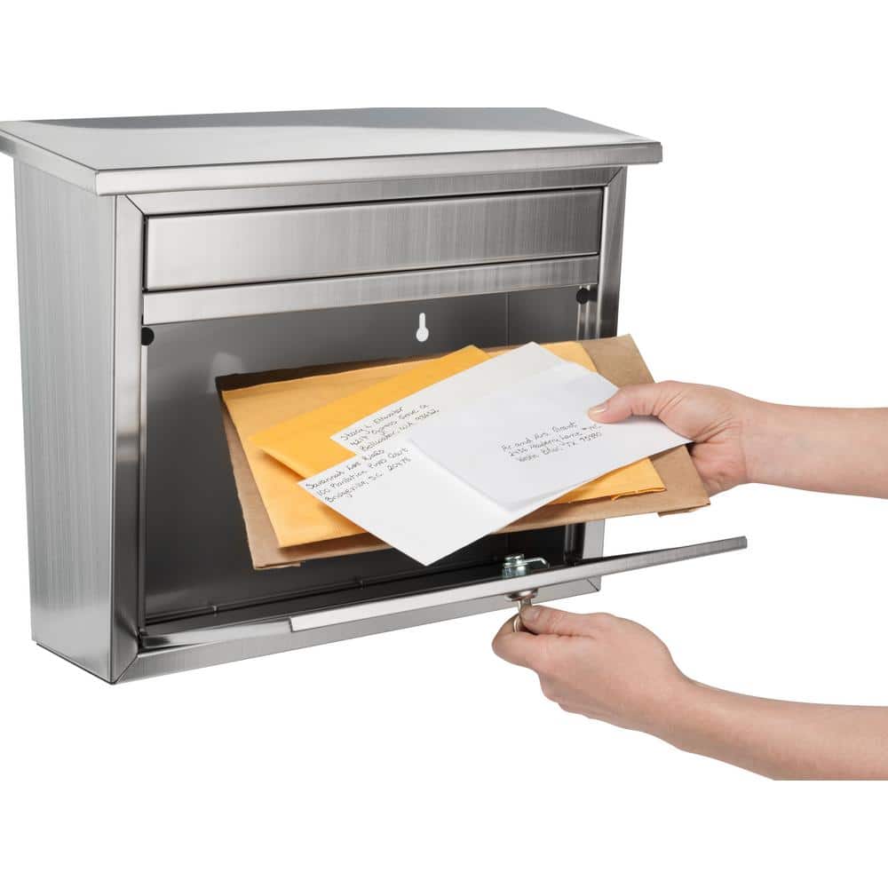 Maya Stainless Steel Lockable Wall Mount Mailbox, Medium