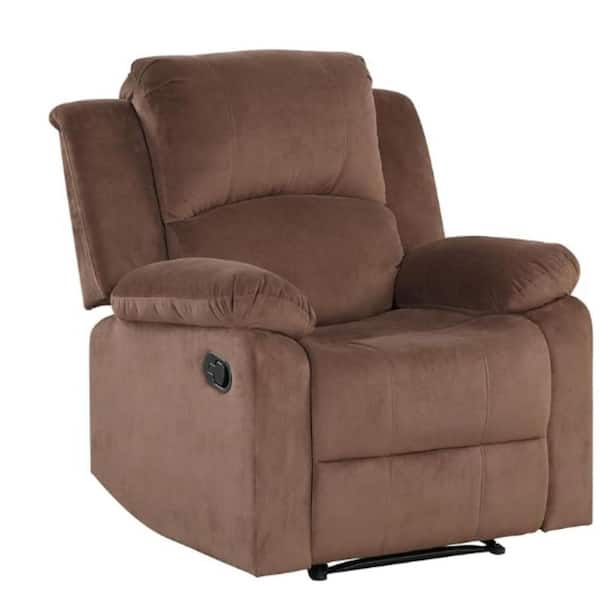 36 in. W Chocolate Brown Microfiber Standard Recliner Push Back Manual Recliner with Armrests and Footrest