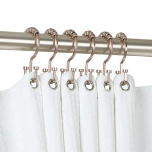 Deco Flat Double Roller Shower Curtain Hooks, Brushed Nickel