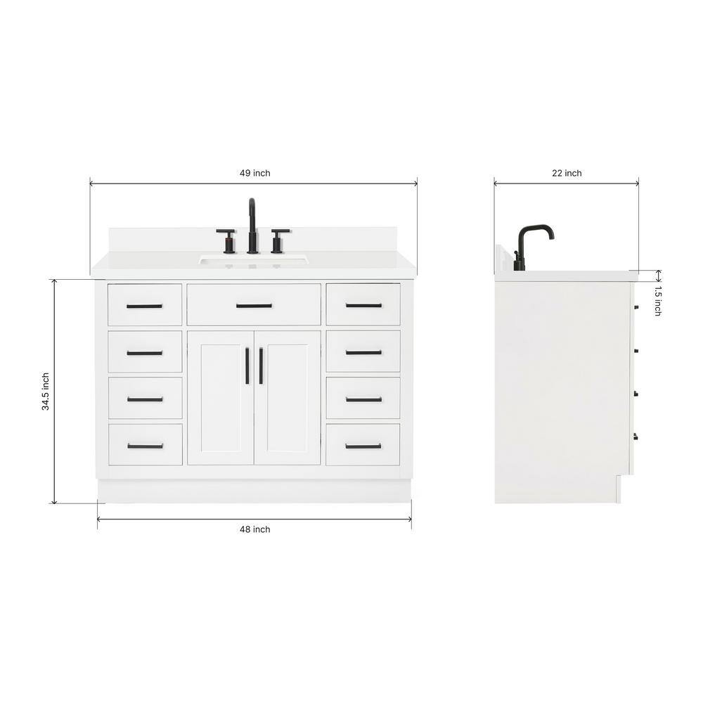 Hepburn 49" White Hardwood Freestanding Single Vanity Set
