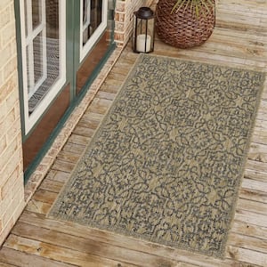 Eliza Jute and Black 2 ft. x 3 ft. Indoor/Outdoor Area Rug