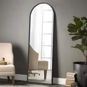 21 in. W x 64 in. H Classic Arched Iron Framed Black Wall Decorative Mirror
