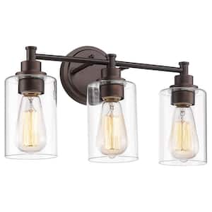 17.25 in. 3-Light Oil Rubbed Bronze Vanity Light with Clear Glass Shade