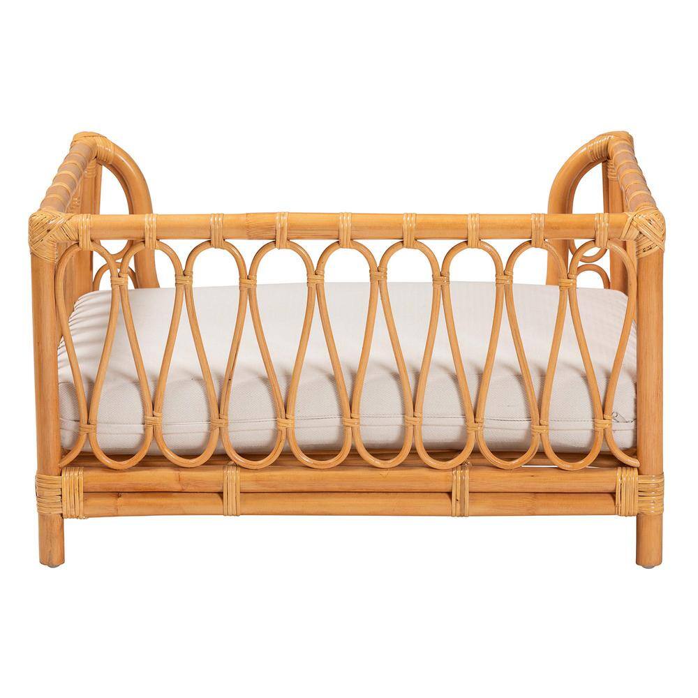 Kierra Small Honey Rattan Bohemian Elevated Pet Bed