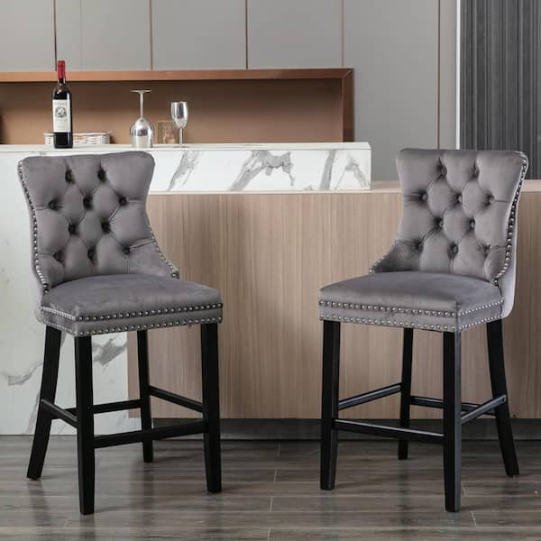 Unbranded Modern velvet upholstered bar stool, casual style bar chair, 2-piece set