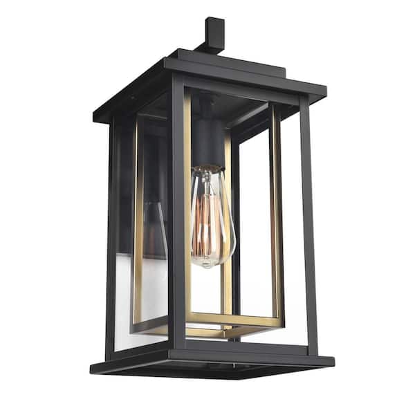 Design House Hayward 1-Light Black and Gold Modern Classic Indoor/Outdoor Wall Lantern Sconce