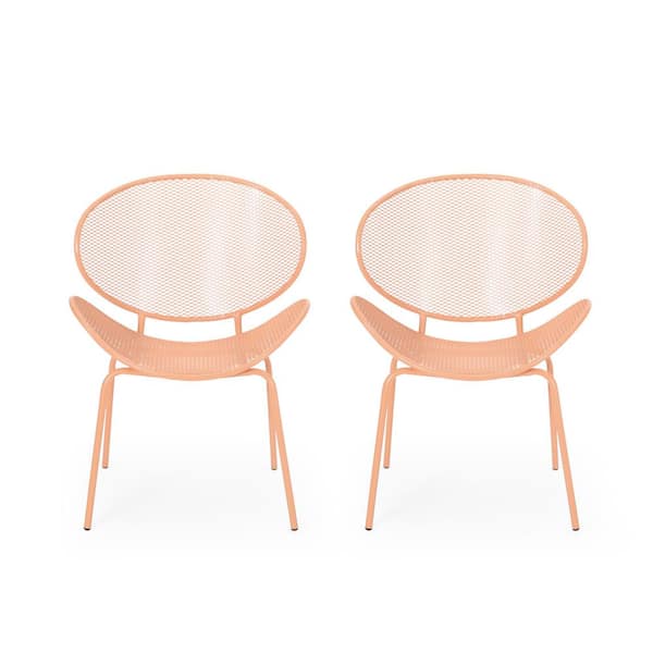 2-Piece Metal Orange Outdoor Lounge Chair