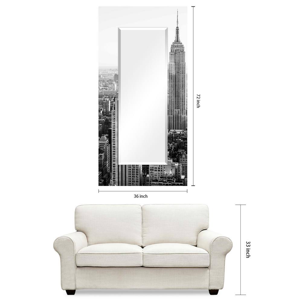 Elegant Full-Length NYC Skyline Frameless Glass Mirror 72" x 36"