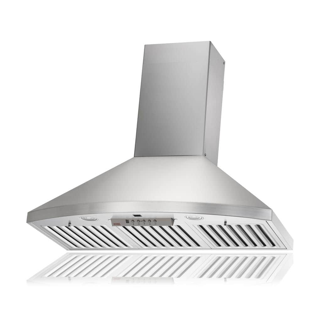 36-Inch Stainless Steel Wall Mounted Range Hood with LED Lights