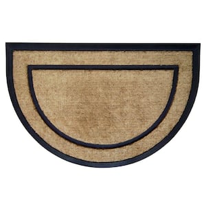 DirtBuster Single Picture Frame Black 24 in. x 36 in. Half Round Coir with Rubber Border Door Mat