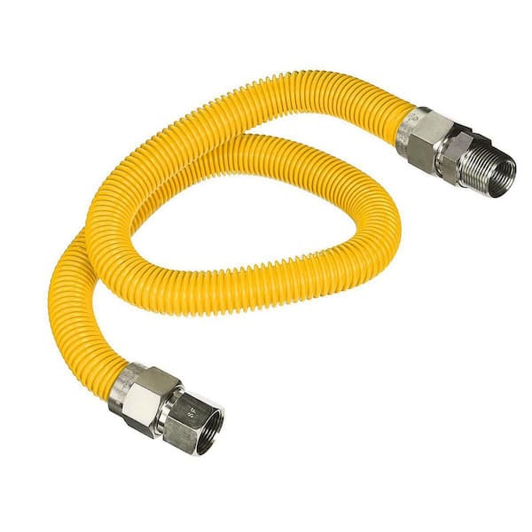 PLUMBFLEX 72 in. Flexible Gas Connector Yellow Coated Stainless Steel for Gas Range, Furnace, 1/2 in. Fittings