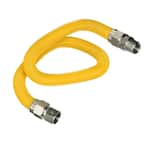 72 in. Flexible Gas Connector Yellow Coated Stainless Steel for Gas Range, Furnace, 1/2 in. Fittings