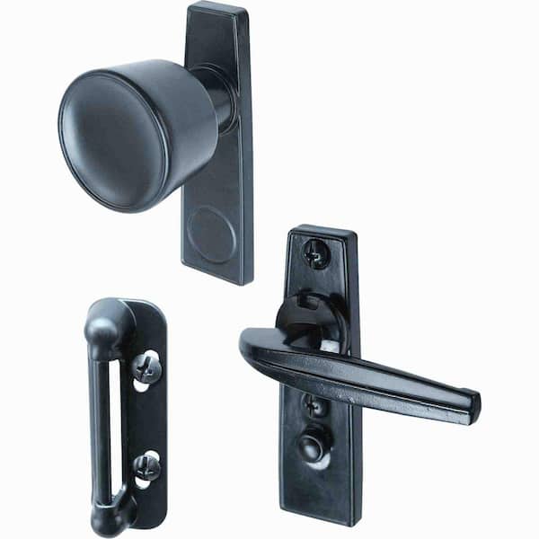 Prime-Line Tulip Knob Latch, 1-3/4 in. Mounting Holes, Black