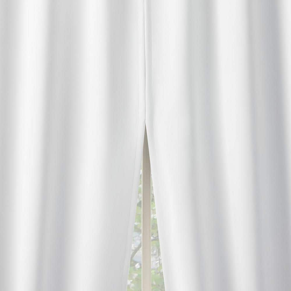 Sun Zero Aria Magnetic Closure Theater Grade White Polyester 52 in. W x 84 in. L Back Tab 100% Blackout Curtain (Set of 2)