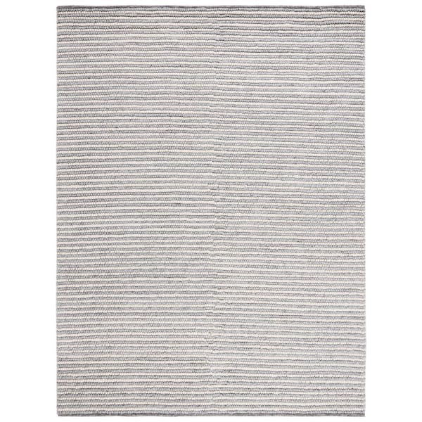 SAFAVIEH Martha Stewart Ivory/Gray 8 ft. x 10 ft. Basket Striped Area Rug
