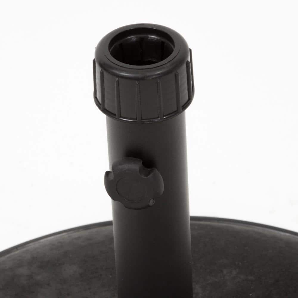 Black Concrete and Iron Round Umbrella Base, 36 lb