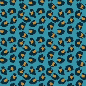 Into The Wild Blue Metallic Leopard Print Non-Pasted Non-Woven Paper Wallpaper Roll