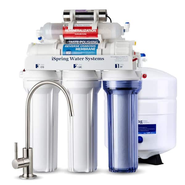 NSF 58&372 Certified, 7-Stage Under Sink RO Water Filter System w/ Alkaline & LED UV Filter, Top-Mounted Faucet Design