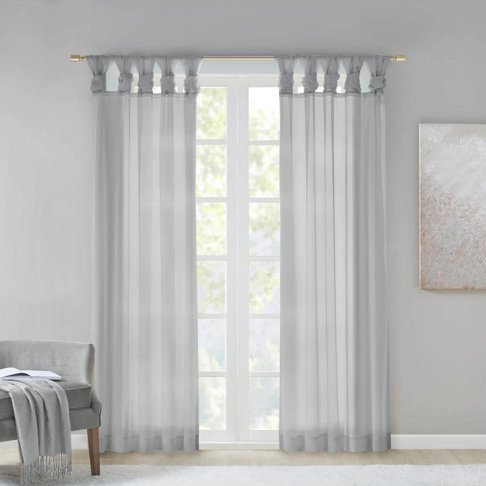 Light Grey Sheer Tab Top Ground Length Drapes