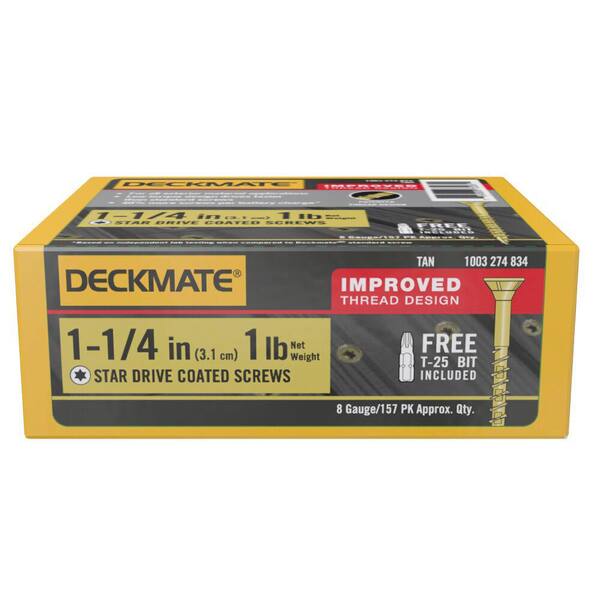 DECKMATE #8 x 1-1/4 in. Star Flat-Head Wood Deck Screw 1 lb.-Box (186-Piece)