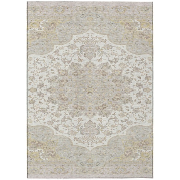Chantille Machine Washable Indoor/Outdoor Abstract ACN2853 Ivory 8 ft. x 10 ft. Area Rug