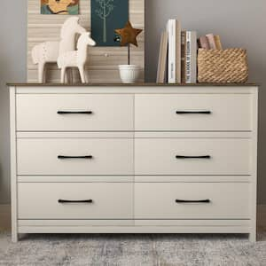 Kellie Ivory with Knotty Oak 6-Drawer Dresser (47.2 in. W x 15.7 in. D x 31.3 in. H)