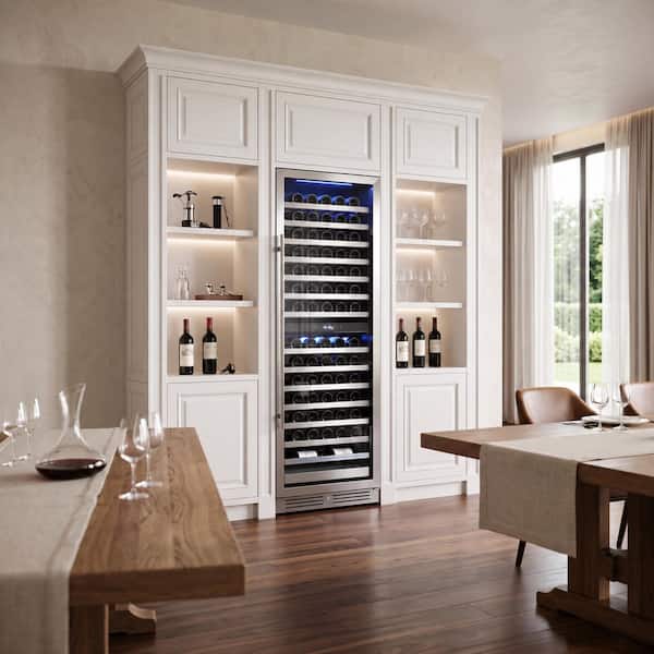 24 in. Dual Zone 154-Bottle Wine Cooler Refrigerator Built-in /Freestanding in Stainless Steel (Right-Hinged)