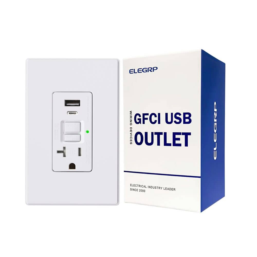 20 Amp Tamper Resistant Self-Test GFCI Outlet Receptacle 24-W In-Wall USB Charger combo, Type A and C, White(1-Pack) price history on PriceWatchPro
