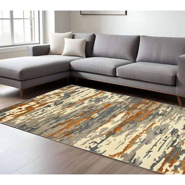 9 ft. x 13 ft. Multi-Colored Wool Abstract Hand Tufted Area Rug