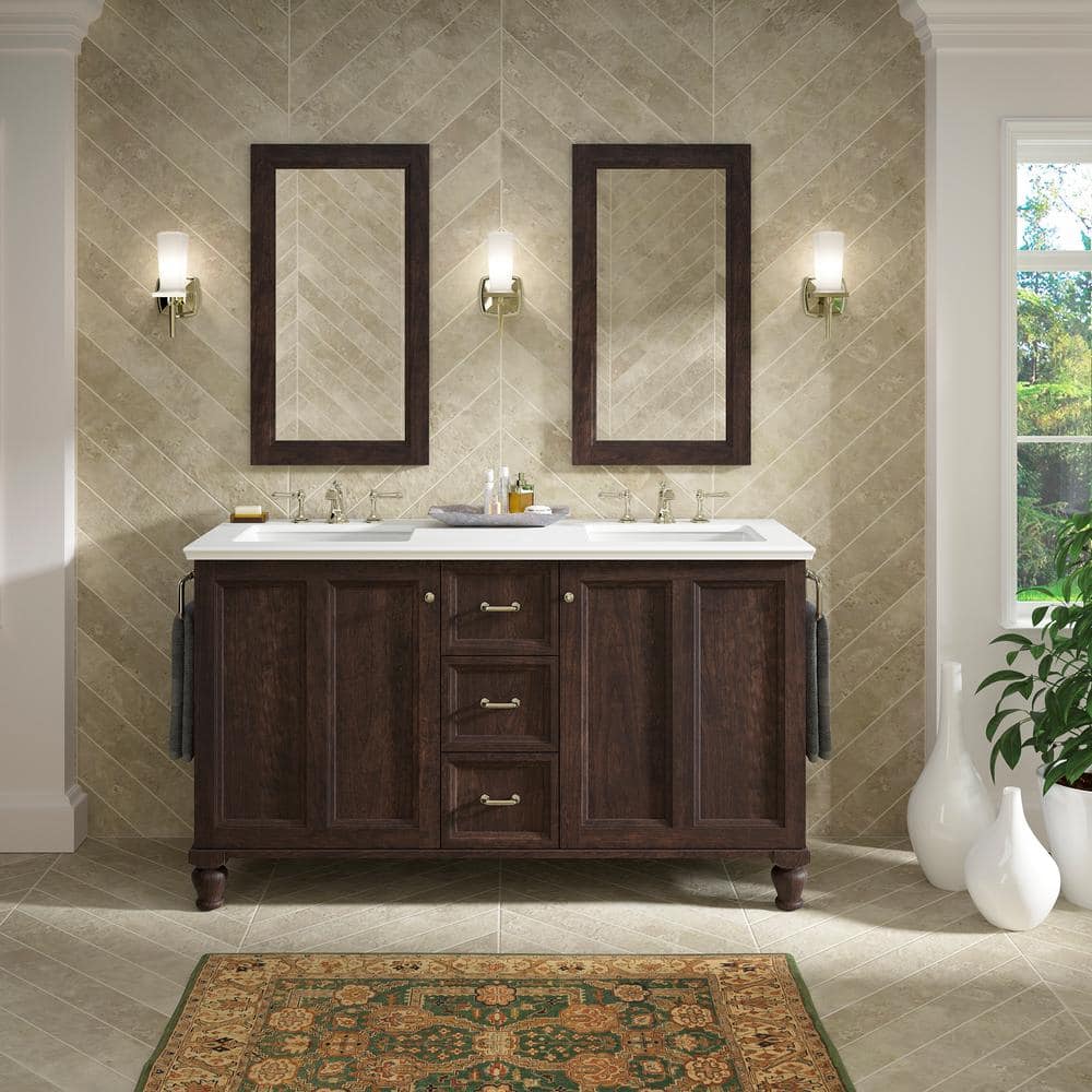 KOHLER Damask 60 in. Bath Vanity Cabinet Only in Claret Suede K-99524 ...