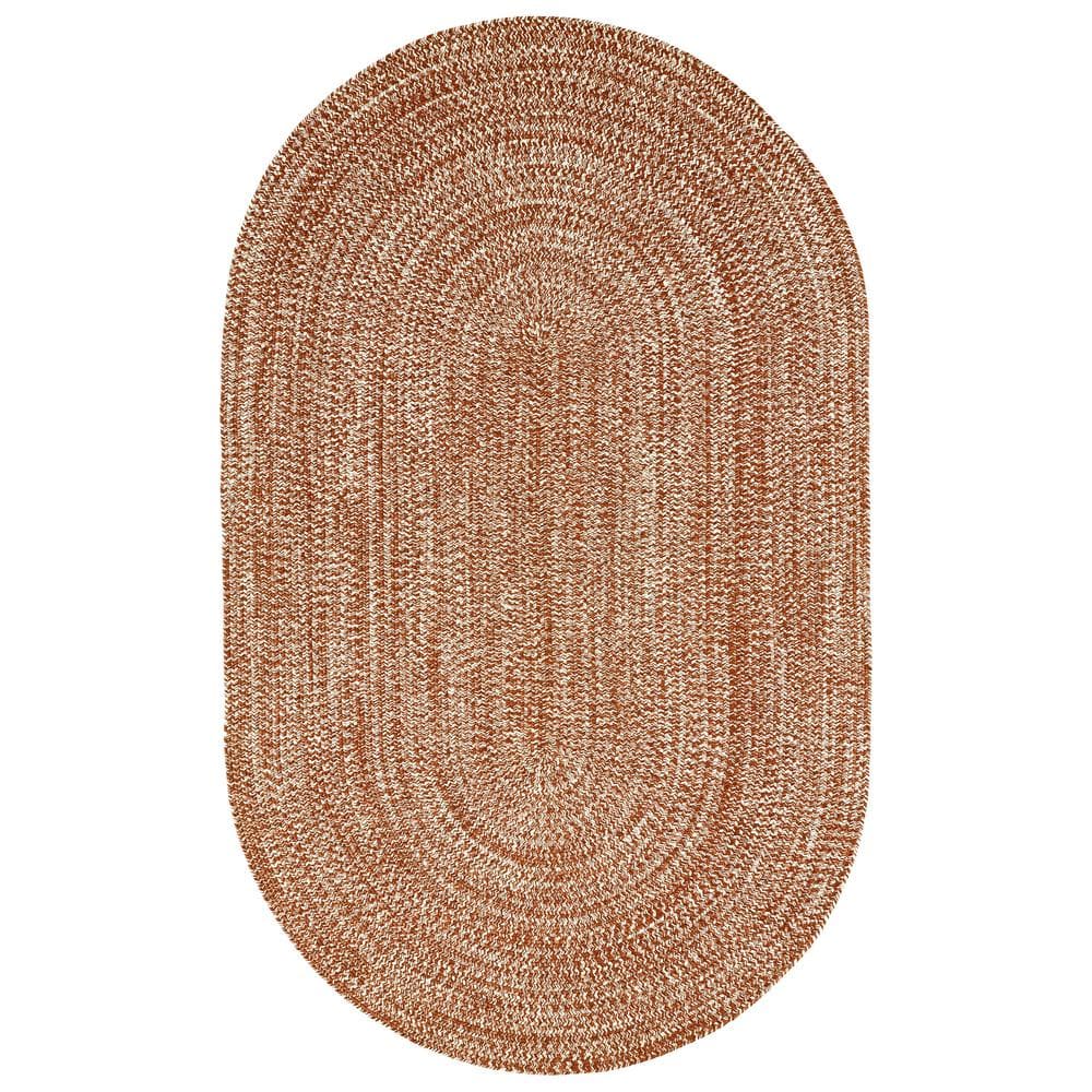 Superior Braided Oval Indoor Outdoor Area Rug  3  x 5   Brick/ White