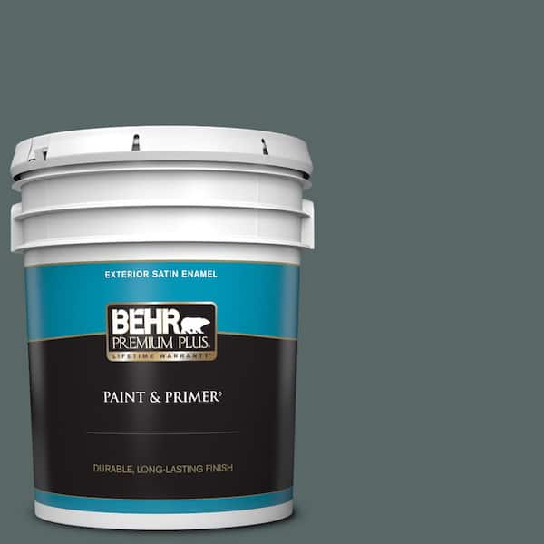 BEHR PREMIUM PLUS 5 gal. #N440-6 Brooklyn Satin Enamel Exterior Paint & Primer