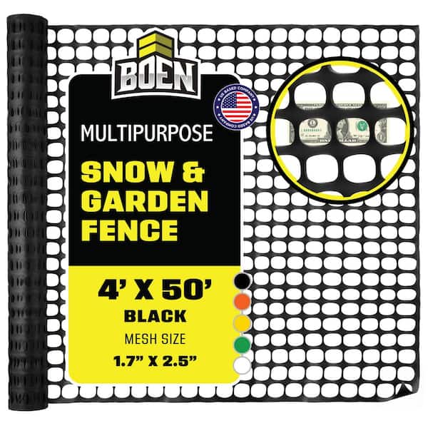 BOEN 4 ft. x 50 ft. Black Construction Snow/Safety Barrier Fence