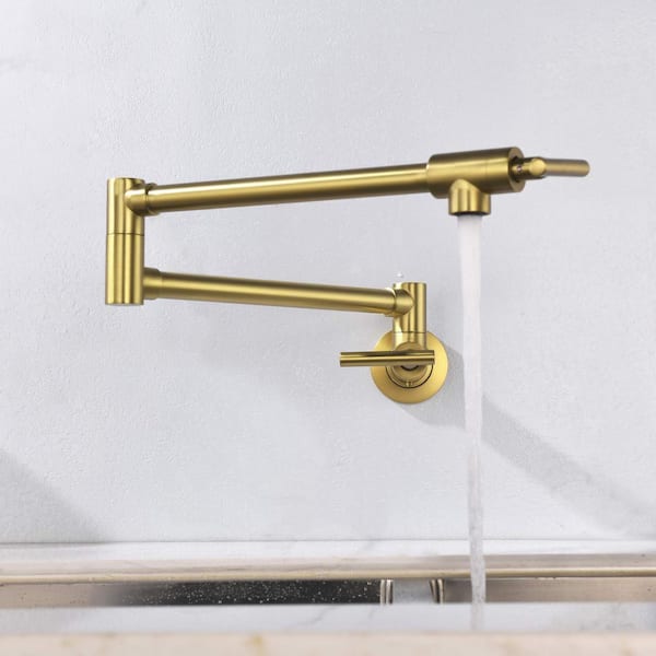 Feina 2-Handle Wall Mount Pot Filler in Brushed Gold