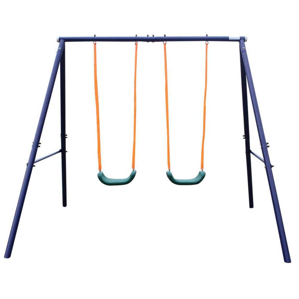 Blue Metal Outdoor Two Station Swing Set