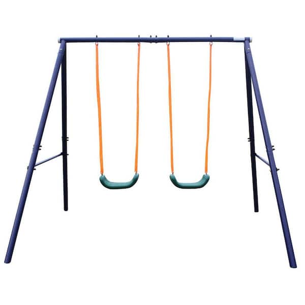 Bon Furni Blue Metal Outdoor Two Station Swing Set