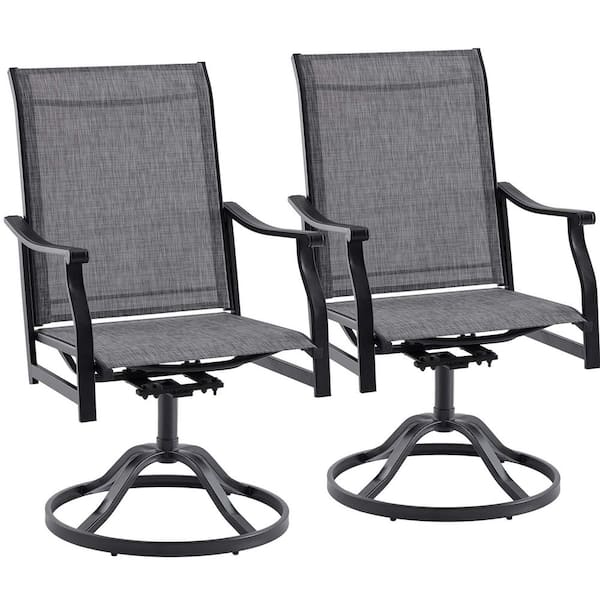 360° Swivel Patio Dining Chair Outdoor Dining Chairs (Set of 2) with Textilene Fabric in Dark Gray
