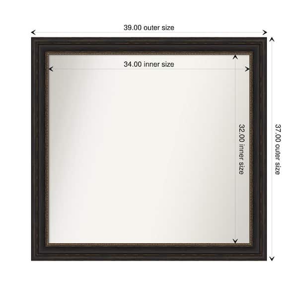 Amanti Art Accent Bronze 39 in. x 37 in. Custom Non-Beveled Polystyrene Antique Framed Bathroom Vanity Wall Mirror