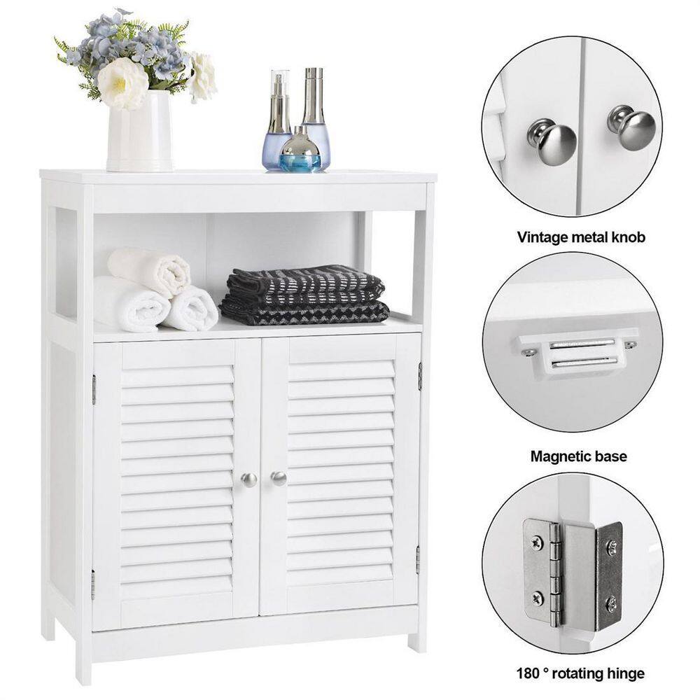 White MDF Living Room Cabinet with Adjustable Shelving