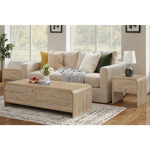 NEW CLASSIC HOME FURNISHINGS New Classic Furniture Mara 3-Piece 47 in. Natural Rectangular Wood Coffee Table with 2-End Tables