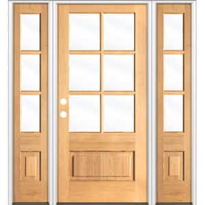 64 in. x 80 in. Farmhouse 3/4 LiteClear Stain Right-Hand/Inswing Douglas Fir Prehung Front Door Double Sidelite