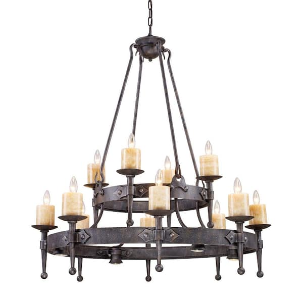 Titan Lighting Cambridge 12-Light Moonlit Rust Ceiling Mount Chandelier