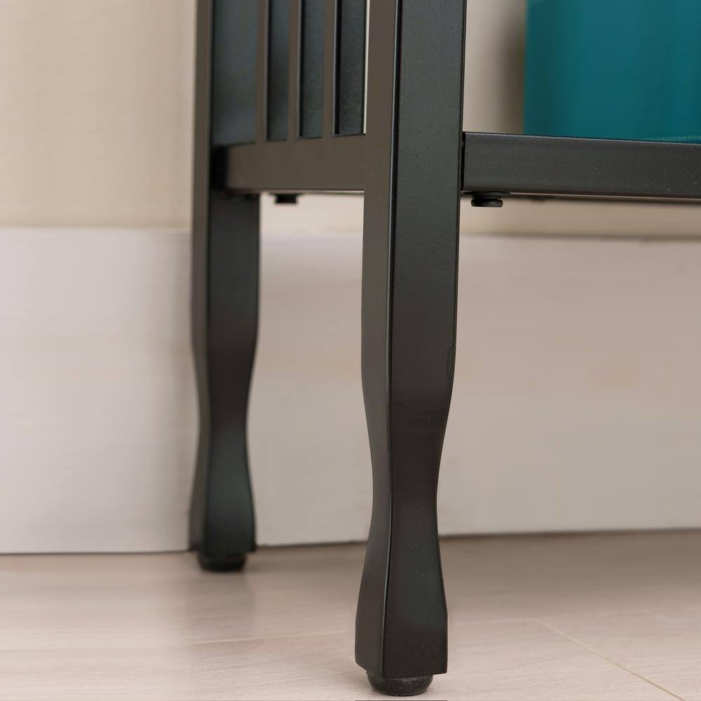 Mission Oak and Black Metal Console Table with Storage
