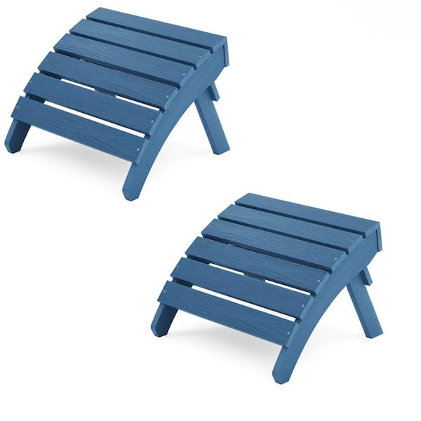 Mximu Navy Plastic Outdoor Folding Adirondack Ottoman (Set of 2)