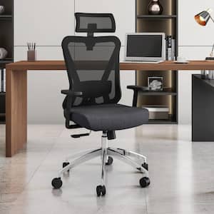 Mesh Truly Ergonomic High Back Office Chair with Adjustable Headrest and Lumbar Support in Black
