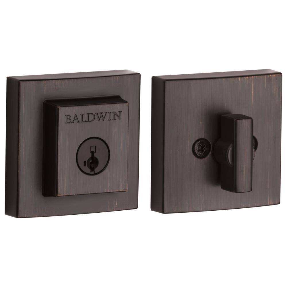 Venetian Bronze Square Single Cylinder Deadbolt with SmartKey Security