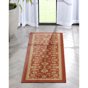 Red 20 in. x 5 ft. Kings Court Tabriz Floral Traditional Oriental Runner Area Rug